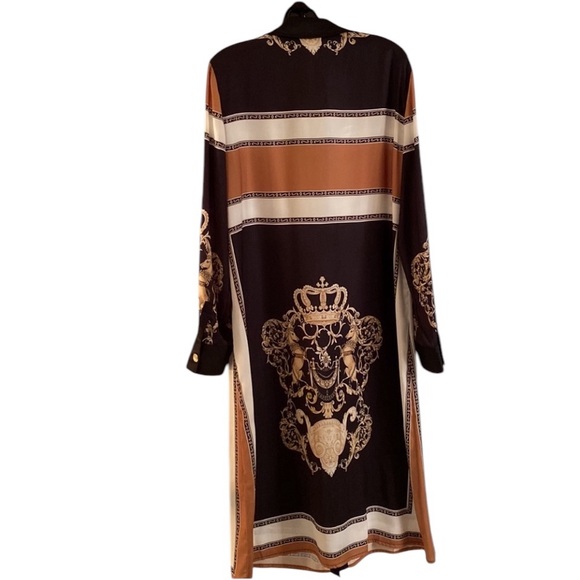 Alberto Makali size XL black & gold long sleeve silky duster - Picture 2 of 7